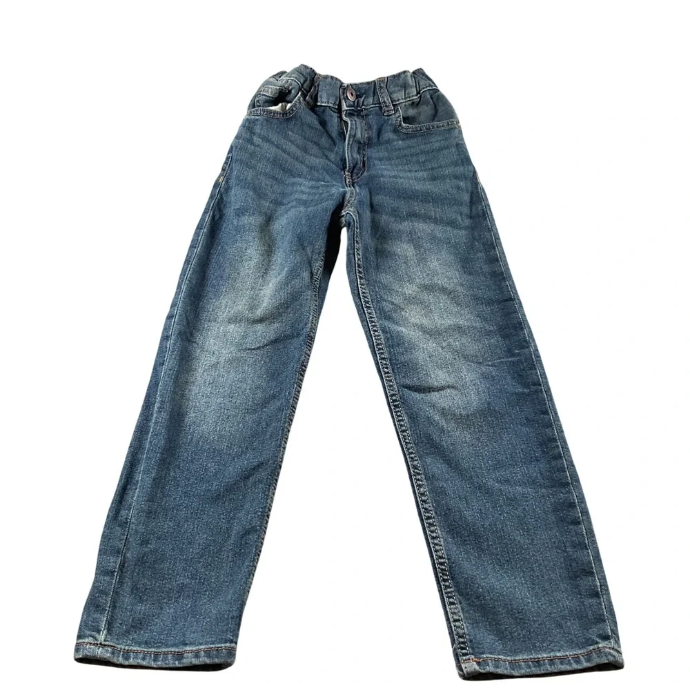 OshKosh Bgosh Kids Blue Denim Straight Leg Jeans Adjustable Waist Size 7A‎